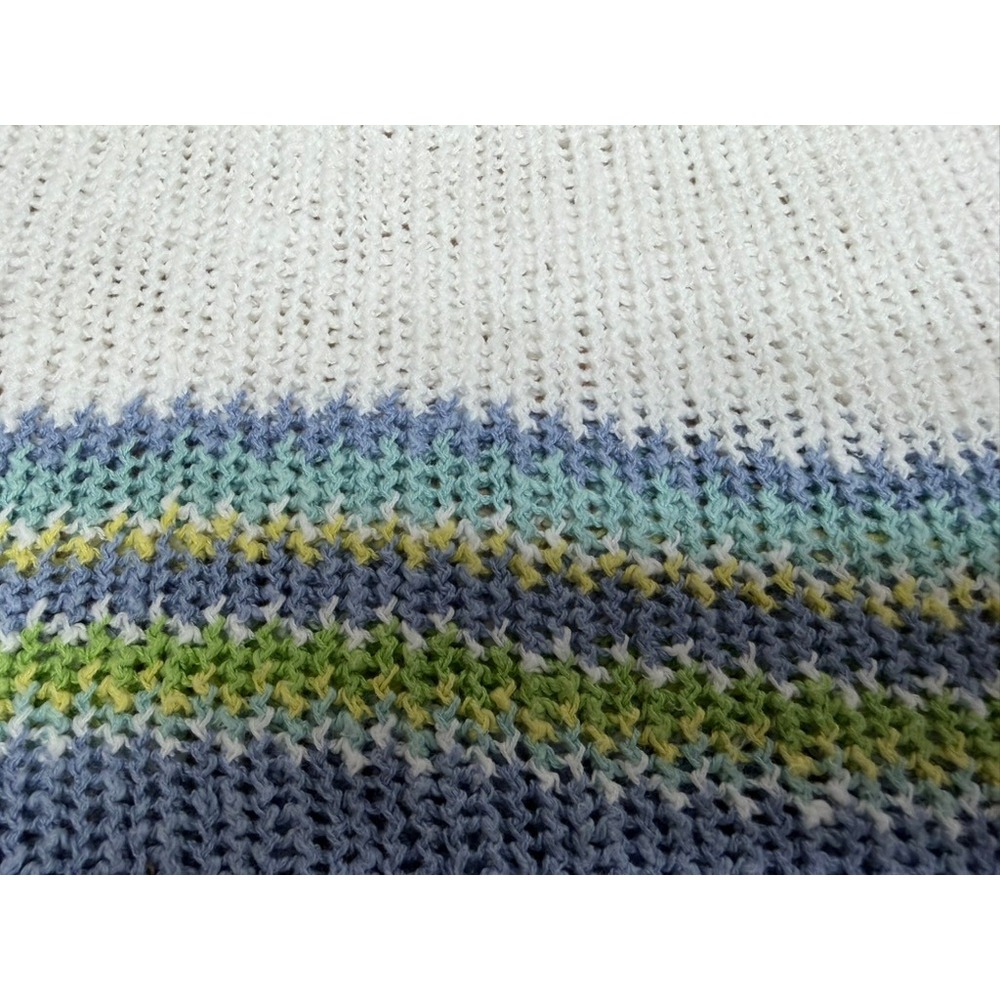 "Tommy Bahama" Womens Linen Cotton Open Knit Tunic Sweater White Blue M Beachy - Picture 9 of 9